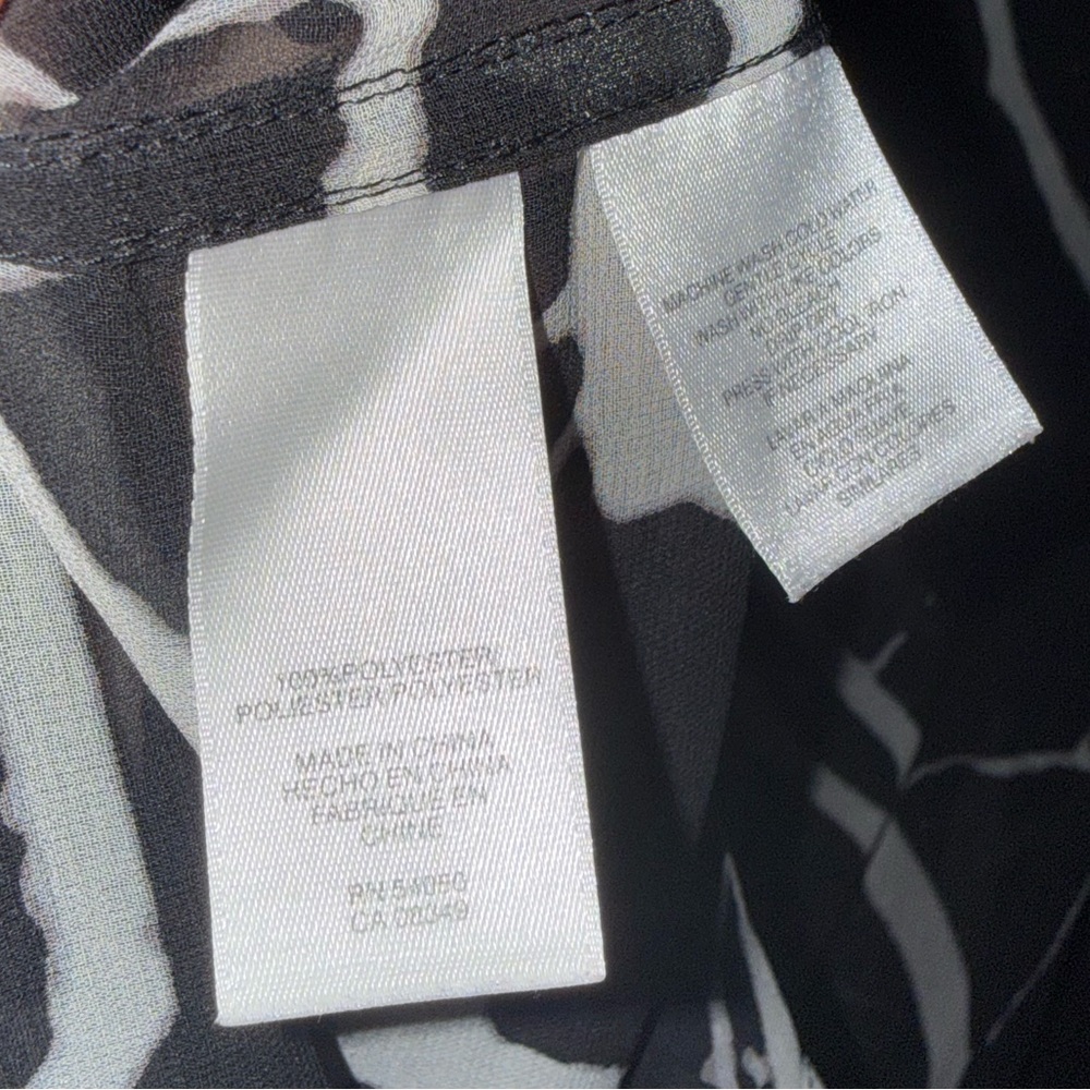 RACHEL Rachel Roy Black Sheer Button-Down Top with White Tree Branch Print - Picture 8 of 8